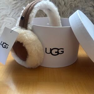 UGG Cream and Brown Shearling Earmuffs